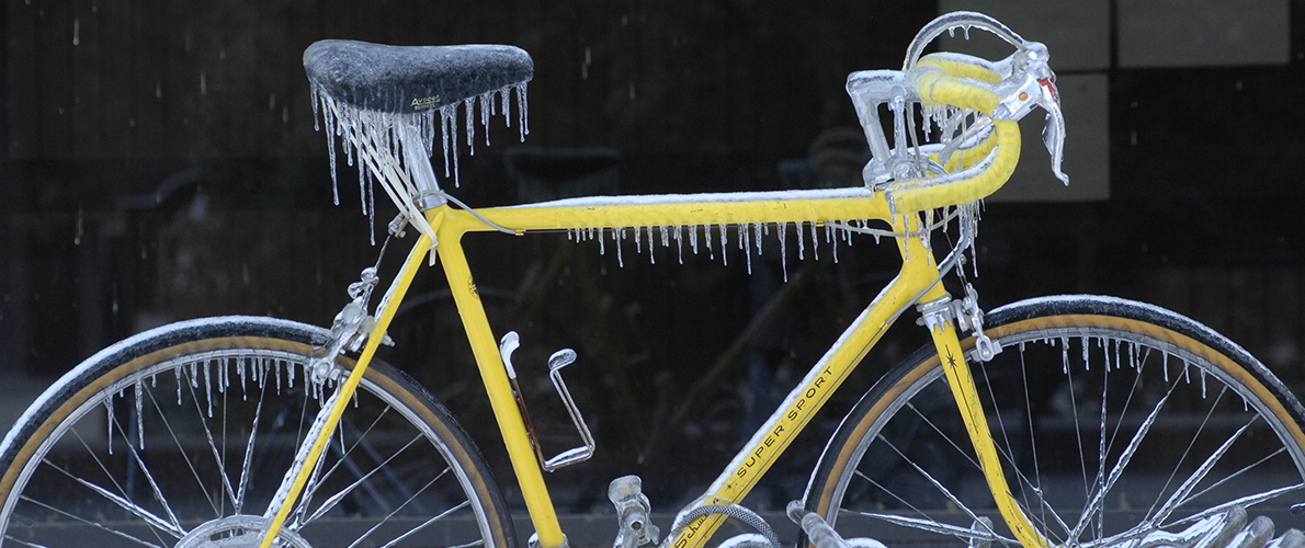bicycle with ice on it 